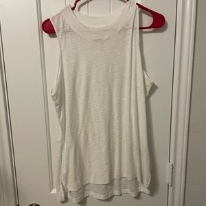 Rachel Zoe white tank top with detailing on neckline. Size large